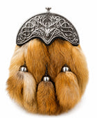 Fox Fur Dress Sporran Brown with Silver Cantle and Three Tassels | B2B Low MOQ
