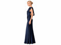 Wholesale Navy Satin Prom Dress, Custom Fitted Bateau Neck Formal Gown Manufacturer for Boutique Private Label Brands