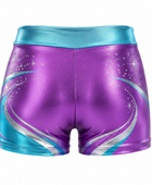 Purple & Teal Dance Team Shorts – Wholesale Bulk Performance Pajama, Low MOQ, B2B Activewear