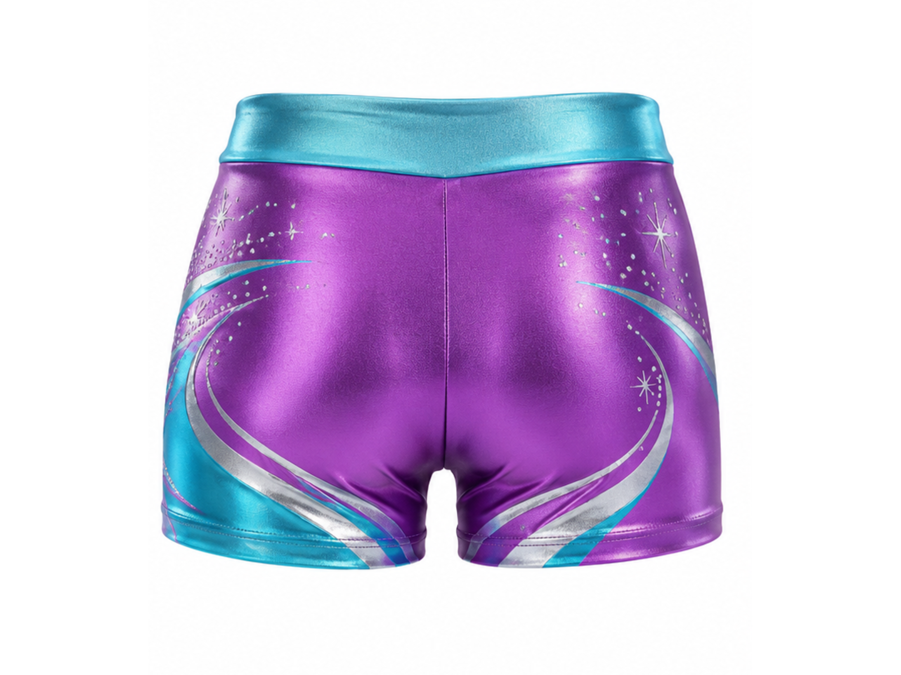 Purple & Teal Dance Team Shorts – Wholesale Bulk Performance Pajama, Low MOQ, B2B Activewear