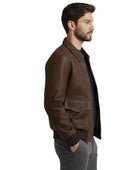Men’s Brown Genuine Smooth Leather Flight Jacket Wholesale Custom Private Label Manufacturer