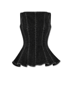Wholesale Custom Black Denim Peplum Top Manufacturer Private Label Corset Style Top