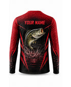 Custom Fishing Shirt | Wholesale Fishing Team Long Sleeve Shirt | Black Red Bass | Apparels Bridge
