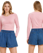 Custom Women’s Pull On Denim Shorts High Waisted B2B