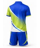 Custom Tennis Uniform – Blue, Lime & White Polo & Shorts Set, Wholesale Bulk, Low MOQ, Team Uniform