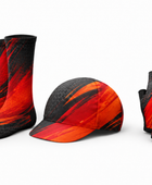 Custom Cycling Socks Helmet and Gloves Set | Wholesale Cycling Team Accessory Bundle | Black Red Orange | Apparels Bridge