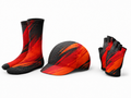 Custom Cycling Socks Helmet and Gloves Set | Wholesale Cycling Team Accessory Bundle | Black Red Orange | Apparels Bridge