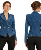 Custom Women’s Double Breasted Denim Blazer B2B