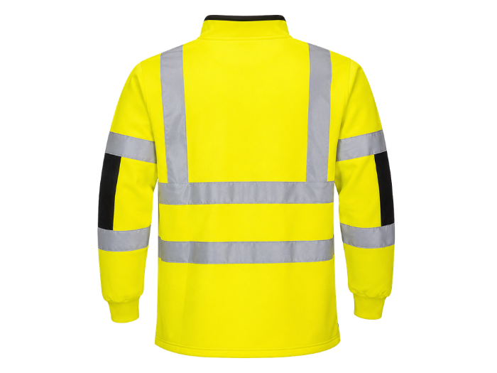Railway Reflective Quarter-Zip Rugby Shirt Fluorescent Yellow and Black | B2B Low MOQ Railway Workwear Manufacturer