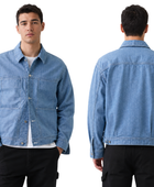 Custom Men’s Light Blue Zip Front Denim Jacket B2B