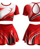 Custom Dance Team Crop Top and Skirt Uniform – Red and White B2B Wholesale Low MOQ Performance Teamwear