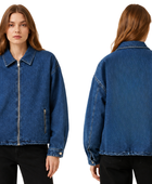 Custom Women’s Dark Blue Zip Front Denim Jacket B2B
