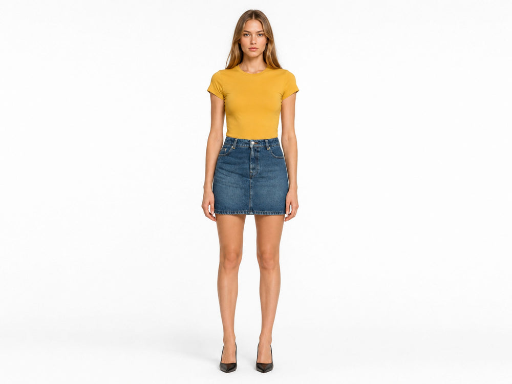 Custom Women’s Denim Mini Skirt for Private Label Brands front design preview