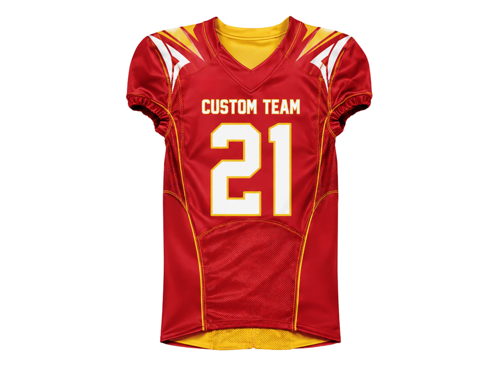 Custom Red Yellow American Football Reversible Jersey | Wholesale Team Uniform front design preview