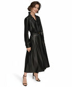 Women’s Genuine Leather Midi Shirt Dress Wholesale | Custom Private Label A-Line Dress Manufacturer