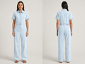 Wholesale Custom Light Blue Denim Jumpsuit Manufacturer Private Label Zip Front Boilersuit