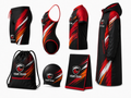 Title: Custom Full Swim Team Package – Black Red Wholesale Team Kit