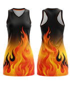 Black, Orange & Yellow Flame Custom Sublimated Basketball Dress