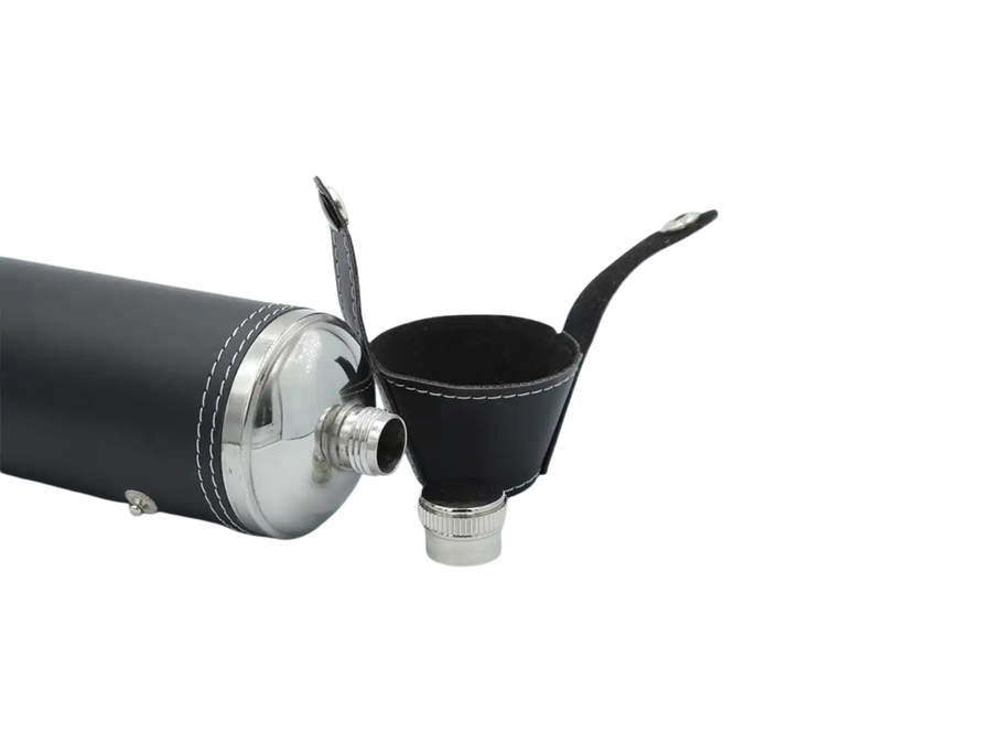 Drink Flask Leather Cover for Hunting with Cups – Black | B2B Low MOQ