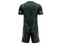 Dark Green & Gold Axe Throwing Uniform – Bulk Team Jersey & Shorts, Low MOQ, Wholesale Performance Set