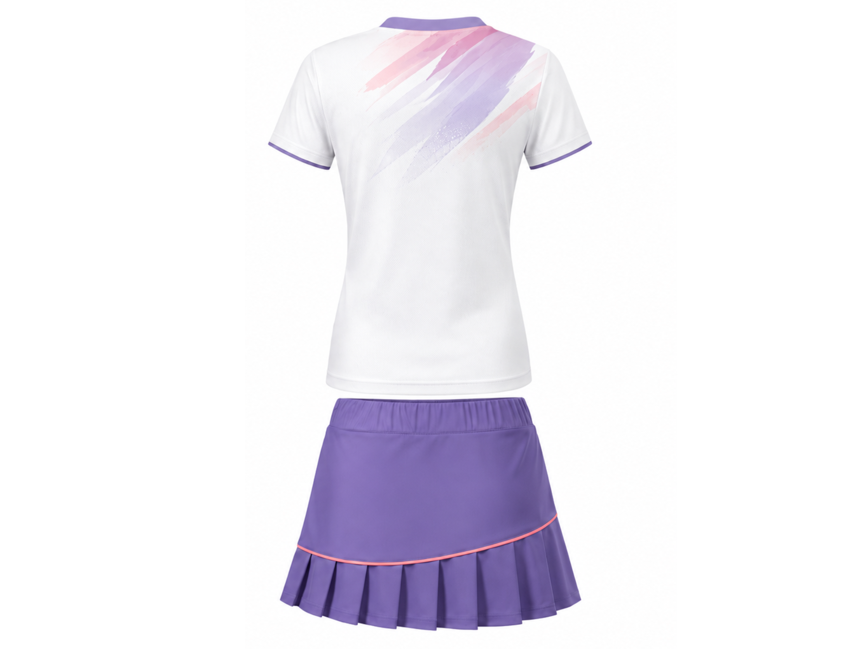 Custom White Purple Badminton Warm-Up Set – Shirt and Skirt Teamwear