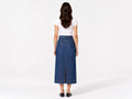 Custom Women’s Dark Blue Denim Midi Skirt for Private Labels