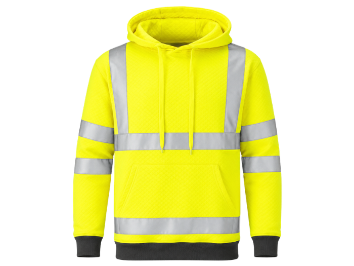 Construction Reflective Hooded Sweatshirt Fluorescent Yellow B2B Manufacturer front design preview