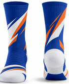 Custom Blue Orange Badminton Crew Socks – Wholesale Team Socks