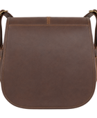 Rounded-Flap Hunting Leather Shoulder Bag – Dark Brown | B2B Low MOQ