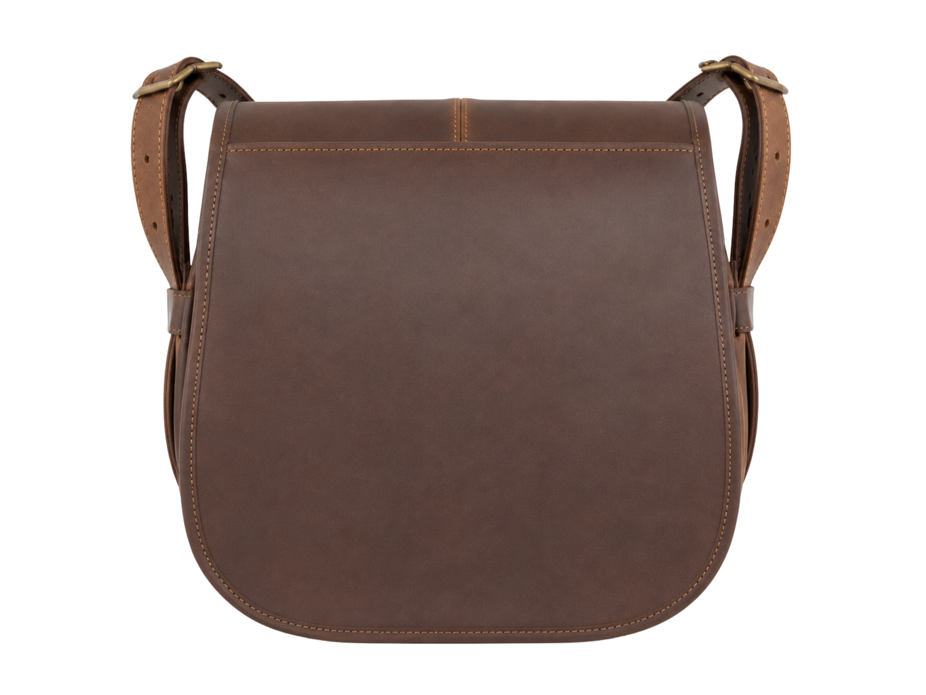 Rounded-Flap Hunting Leather Shoulder Bag – Dark Brown | B2B Low MOQ
