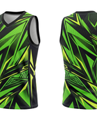 Custom Sublimated Basketball Jersey – Green Black Geometric Design | Wholesale