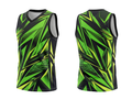 Custom Sublimated Basketball Jersey – Green Black Geometric Design | Wholesale