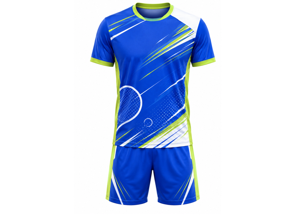 Blue & Lime Squash Uniform – Bulk Team Jersey & Shorts, Low MOQ, Wholesale Performance Set front design preview