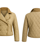 Quilted Lapel Duck Down Puffer Jacket – Beige | B2B Low MOQ