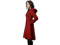 Red Wool Hooded Coat Women Wholesale | Custom A-Line Winter Cape Coat Manufacturer