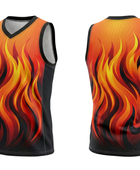 Custom Sublimated Basketball Jersey – Orange Red Flame Design | Wholesale Manufacturer