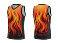 Custom Sublimated Basketball Jersey – Orange Red Flame Design | Wholesale Manufacturer
