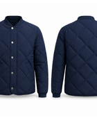 Quilted Snap-Button Duck Down Puffer Jacket – Navy Blue | B2B Low MOQ