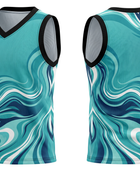 Custom Sublimated Basketball Jersey – Aqua Blue Marble Wave Design | Wholesale Basketball Jersey Manufacturer