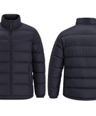 Horizontal-Quilted Duck Down Puffer Jacket – Dark Charcoal | B2B Low MOQ