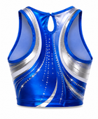 Blue & Silver Dance Team Jersey – Wholesale Bulk Sleeveless Top, Low MOQ, B2B Performance Apparel