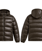 Hooded Water-Repellent Duck Down Puffer Jacket – Dark Olive Brown | B2B Low MOQ