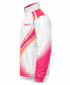 Custom White Tennis Warm Up Jacket  Pink Orange Team Jacket for Clubs