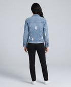 Wholesale Custom Light Blue Cropped Denim Jacket Manufacturer Private Label Distressed Jean Jacket