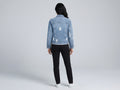 Wholesale Custom Light Blue Cropped Denim Jacket Manufacturer Private Label Distressed Jean Jacket