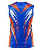Custom Flag Football Blue & Orange Jersey Wholesale Sleeveless Team Uniform, Customizable, Low MOQ Bulk