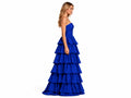 Wholesale Cobalt Blue Satin Tiered Prom Dress | Custom Strapless Ruffle Gown Manufacturer for Boutiques