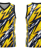 Custom Sublimated Basketball Jersey – Yellow Navy Lightning Design | Wholesale Basketball Jersey Manufacturer