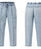 Custom Light Blue Acid Wash Jogger Pants B2B