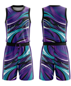 Custom Purple, Teal, Black & White  Basketball Sublimated Uniform